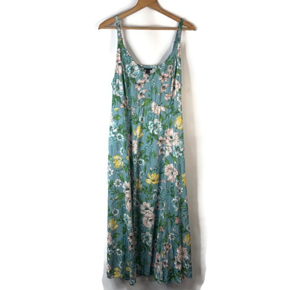 Torrid Maxi Dress Women 3 Blue Floral Pockets Adjustable Straps V-Neck Sun Dress